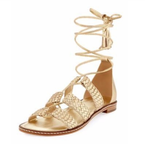 metallic lace up sandals